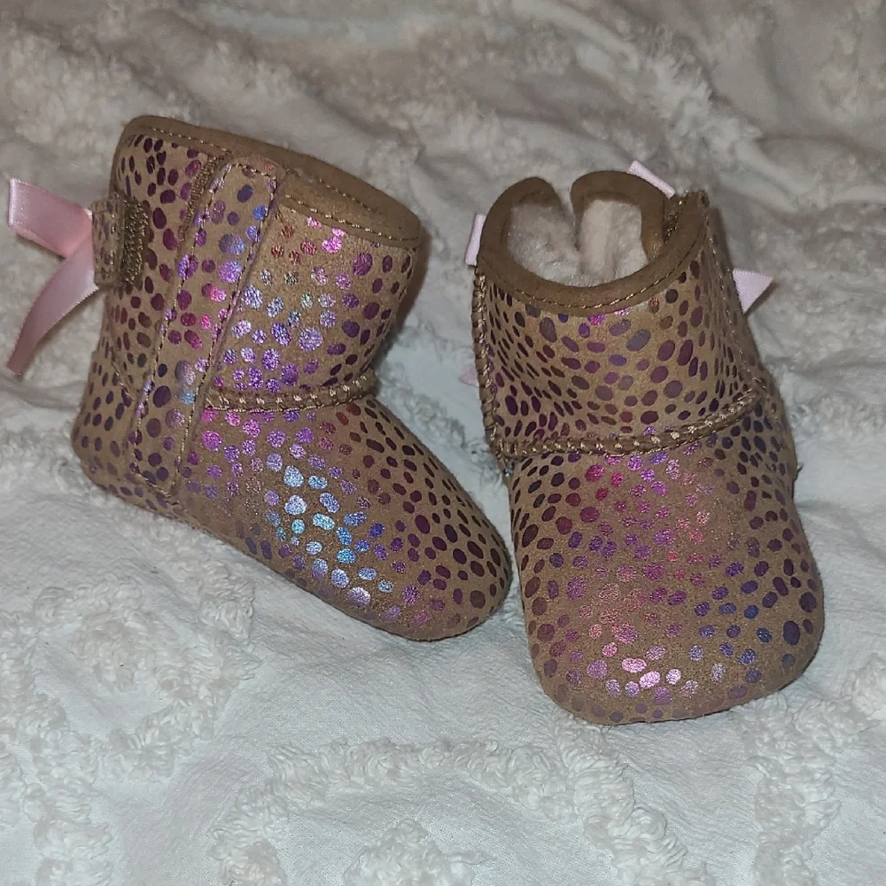 UGG Baby Boots with Pink and Purple Dots